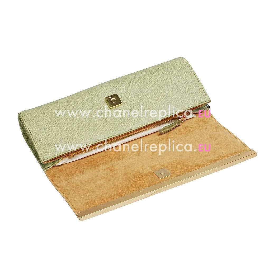 FENDI Classic Rush Pochette Cowhide Leather Handle Bag Pink/White/Green F5327250