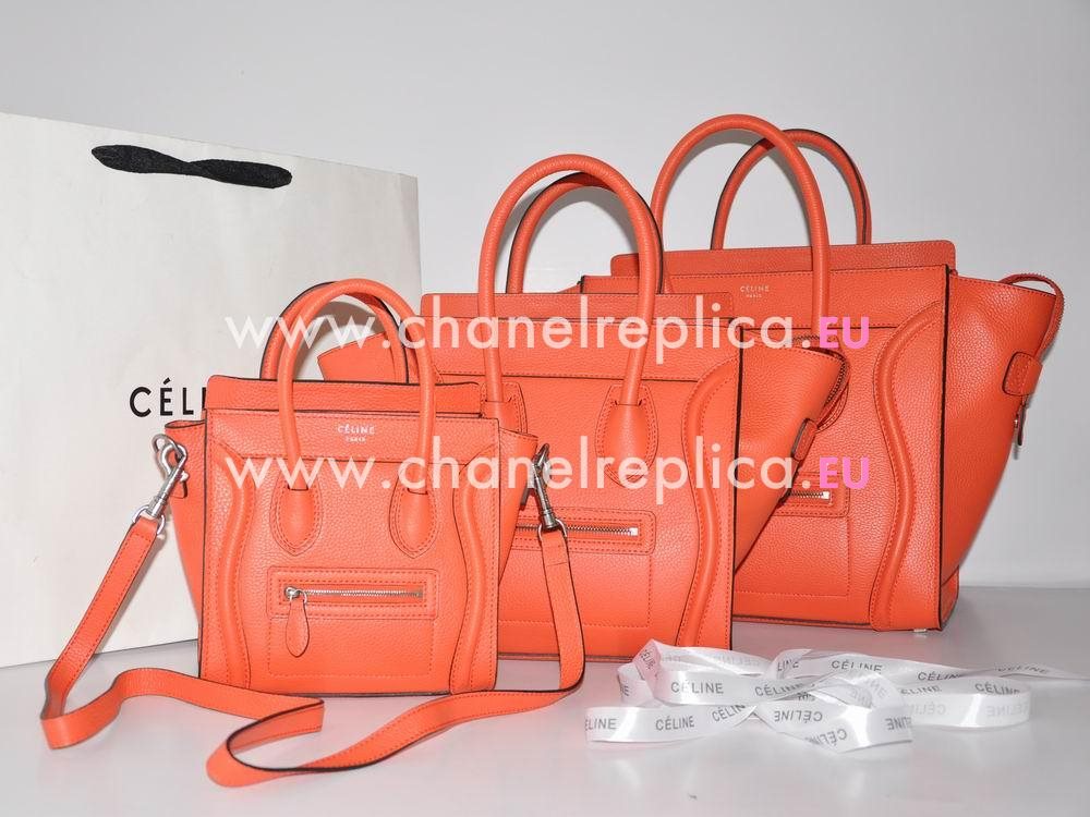 Celine Mini Luggage Bubble Calfskin Nano Watermelon Red CE52487