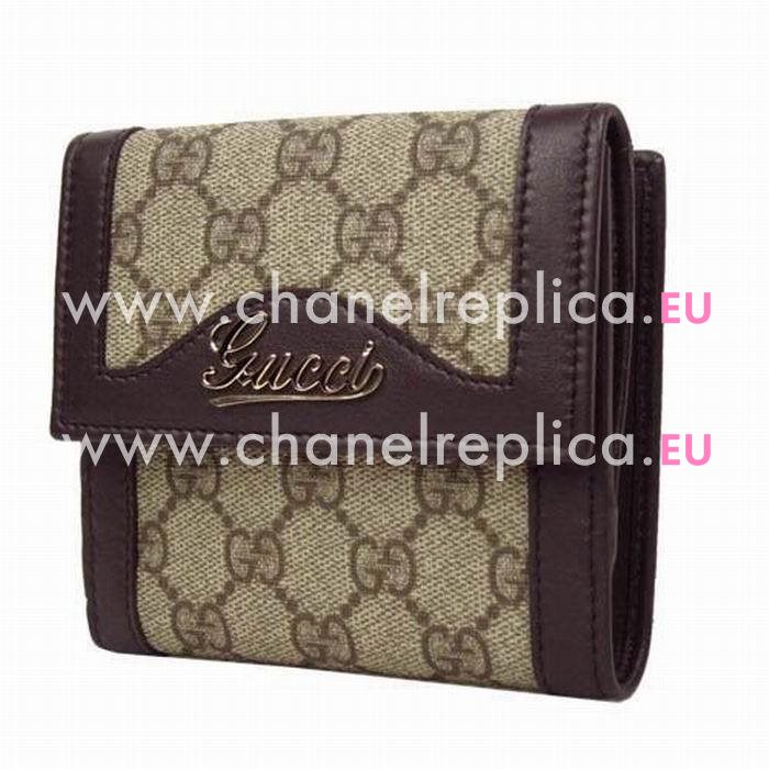 Gucci Supreme Classic G Jacquard weave Calfskin Wallet In Coffee G7041103