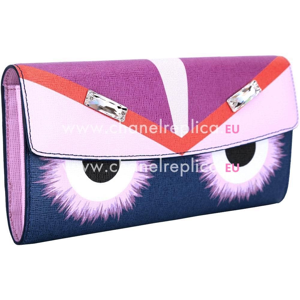 FENDI Crayons Calfskin Wallets Blue/ Pink Purple F1548711