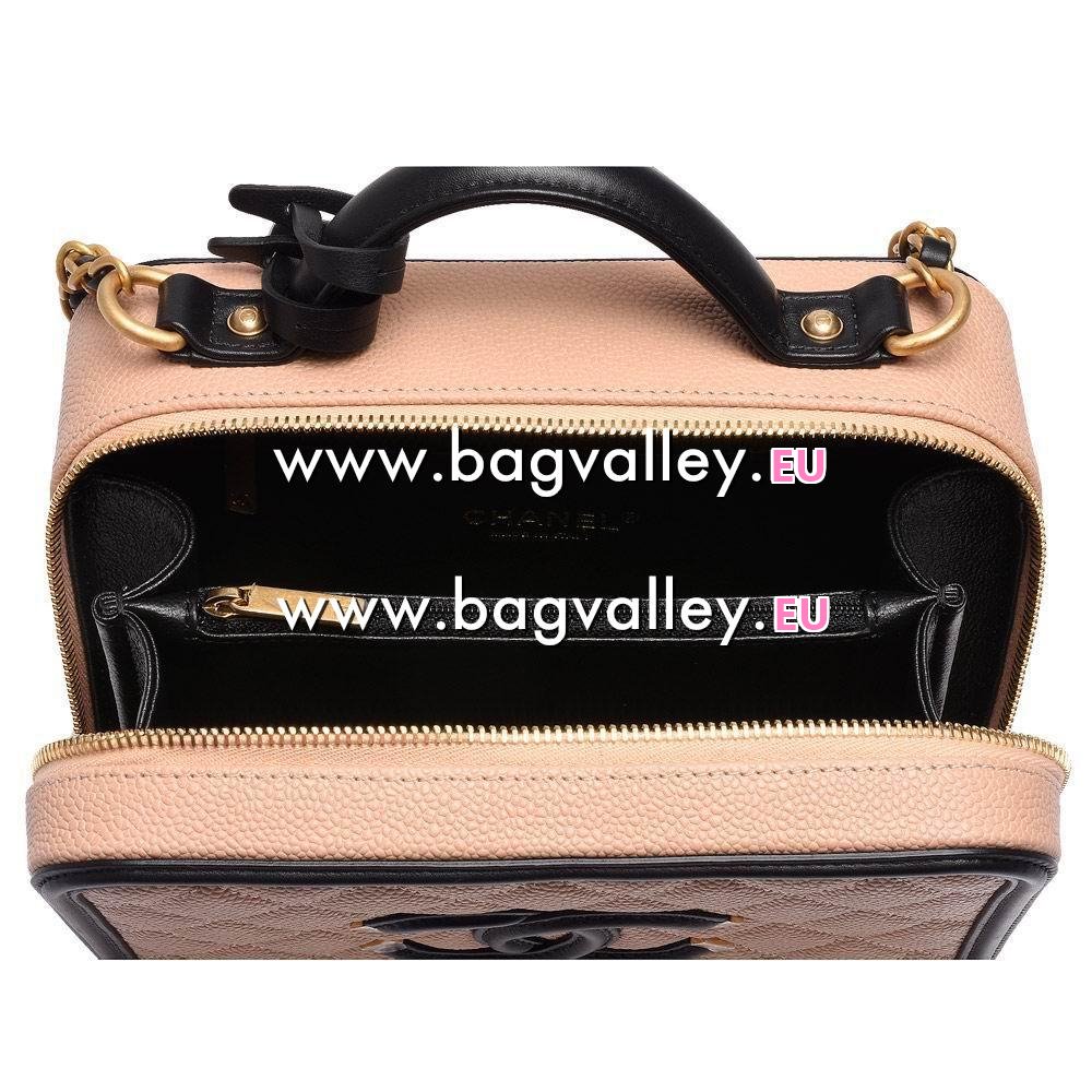 Chanel Gabrielle Calfskin Cosmetics Case Apricot/Black Gold Hardware A93343CBBG