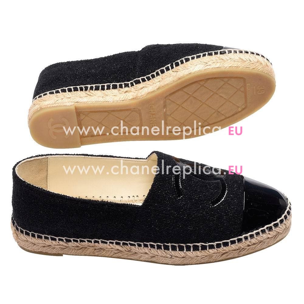 Chanel Classic Espadrilles CC Logo Shoes Black C7030110