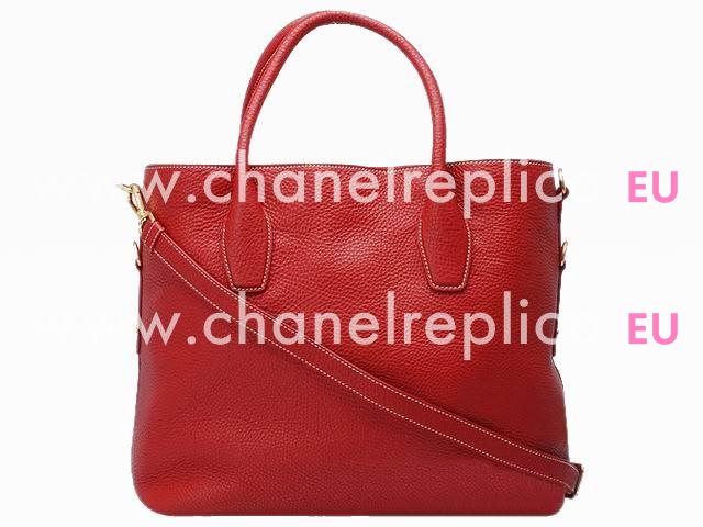 Prada Vitello Daino Relievo Logo Caviar Calfskin Should/handbag Red P393619