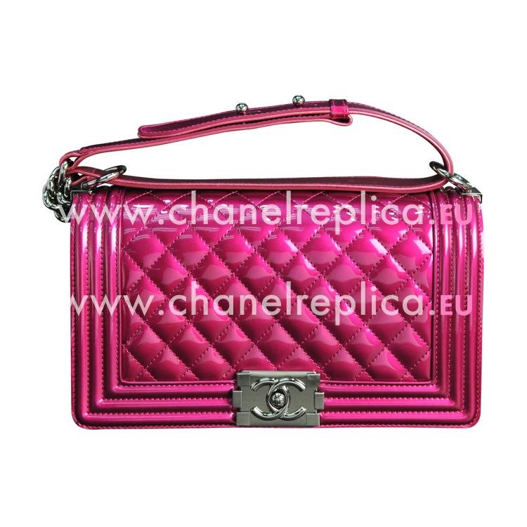 Chanel Shiny Purple Patent Boy Bag Silver Chain A67086V-SHINE