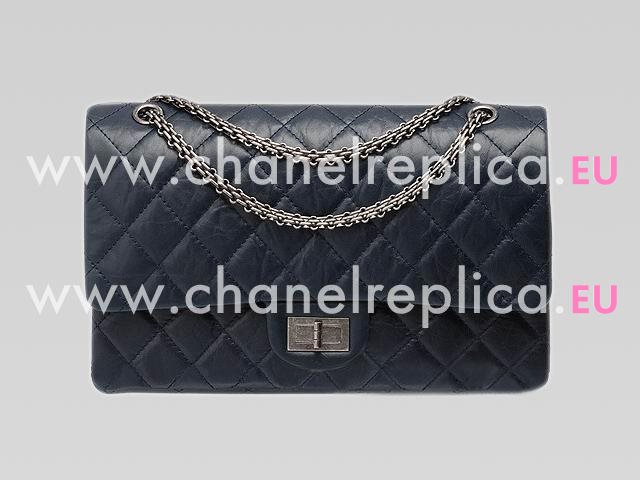 Chanel Calfskin Jumbo Size Bag Dark Blue(AantiQue Silver) A438196