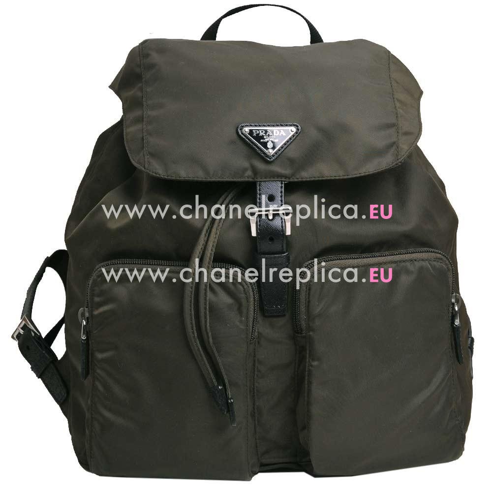 Prada Zainetto Classic Buckle Triangle Logo Nylon Camouflage Backpack Deep Blue PR46B629