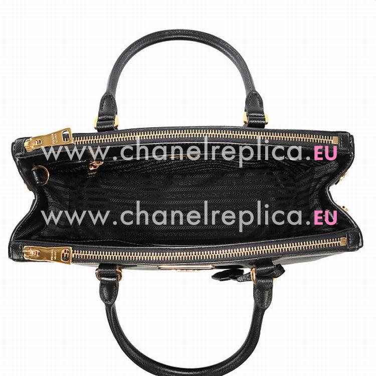 Prada Saffiano Lux Triangle Logo Medium Bag In Black PBN1801