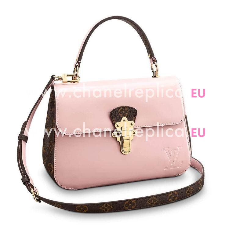 Louis Vuitton Glossy Patent Leather Cherrywood Bag Rose Ballerine M53355
