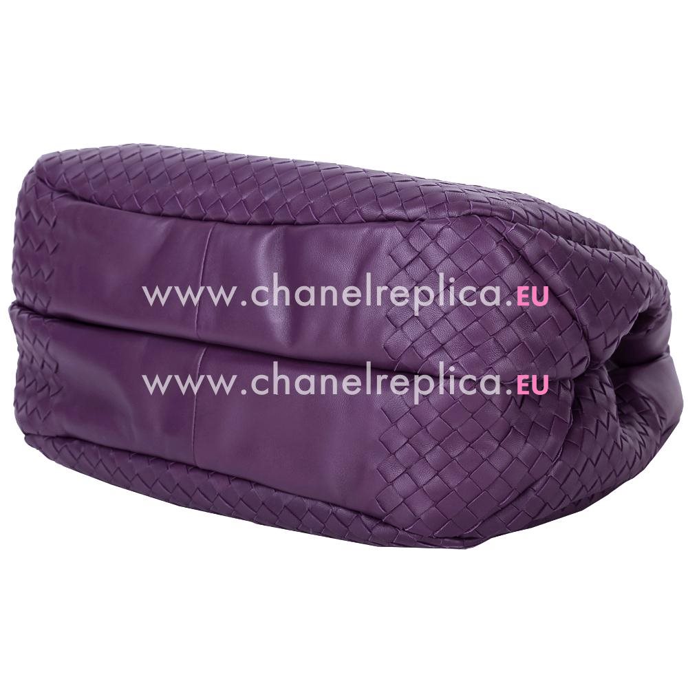 Bottega Veneta Campana Nappa Woven Shouldbag Purple BV593022