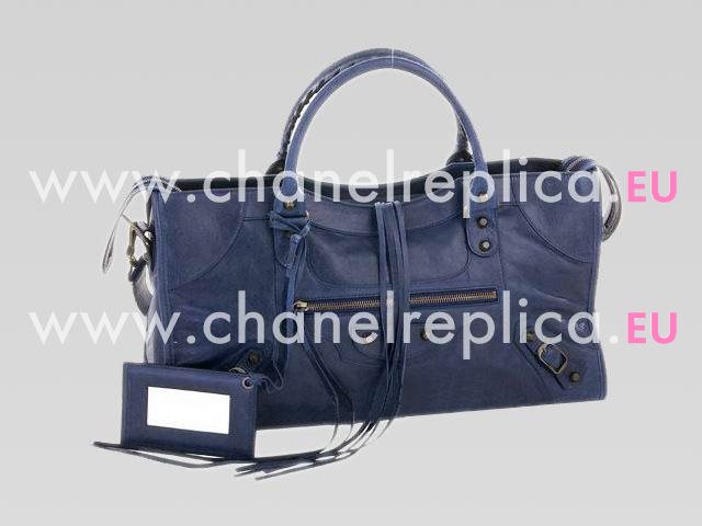 Balenciage Part Time Top Leather Bag Deep Blue 168028DB