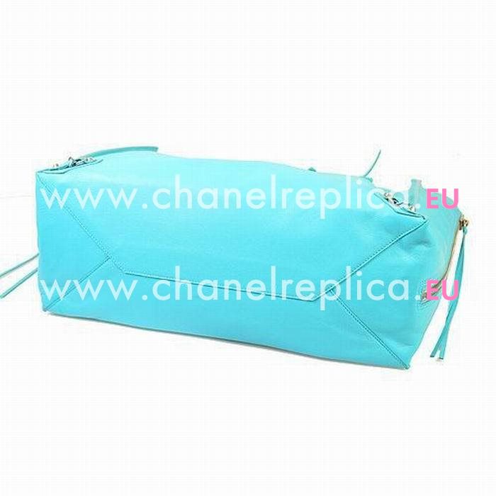 Balenciaga Papier Zipper Calfskin Hand Bag Sky Blue B6112211