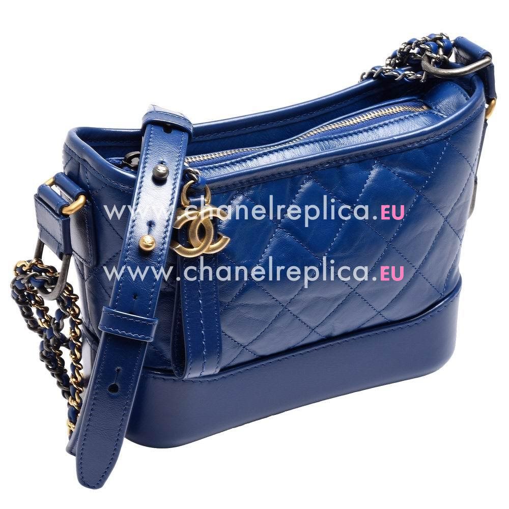 Chanel Calfskin Gabrielle Two-Tone Hobo Crossbody Bag Marine Blue A91810XSXLT