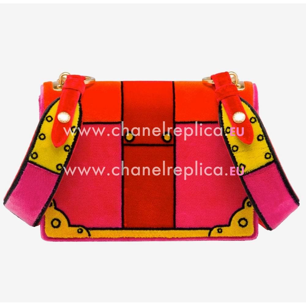 Prada Velvet Embroidered Shoulder Bag Fuchsia 1BD075_2BLF_F0029