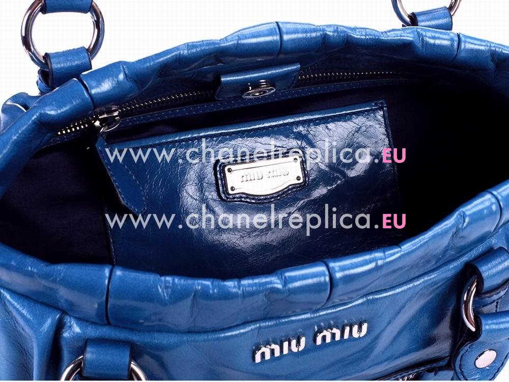 Miu Miu Vitello Lux Shiny Calfskin Shoulder Bag In Blue RN0956