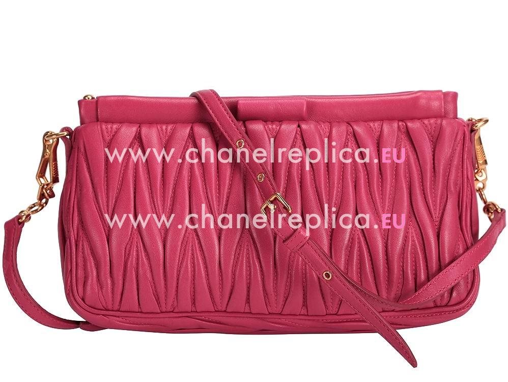 Matelassé nappa leather clutch Rose Red RP0356RR