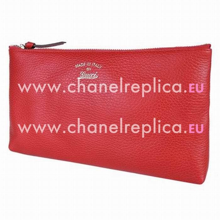 Gucci Swing Gold Logo Calfskin Cosmetic Bag In Red G6111505