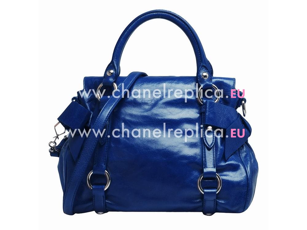 Miu Miu Vitello Lux Calfskin Bow Bag Sapphire Blue MU5635