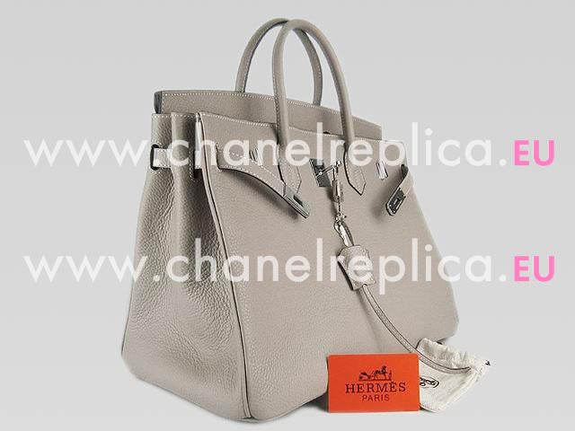 Hermes Birkin 40 Clemence Leather Bag In Gray(Silver) H1044-GS