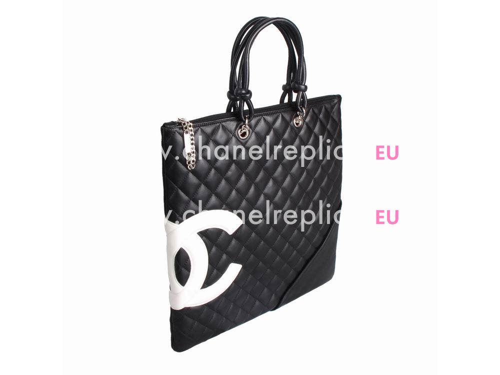 Chanel Lambskin Cambon Tote Bag Black(White CC) A28126B