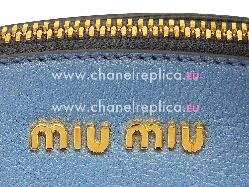 Miu Miu Madras Goat Skin Mini Handbag Light Blue MU5338