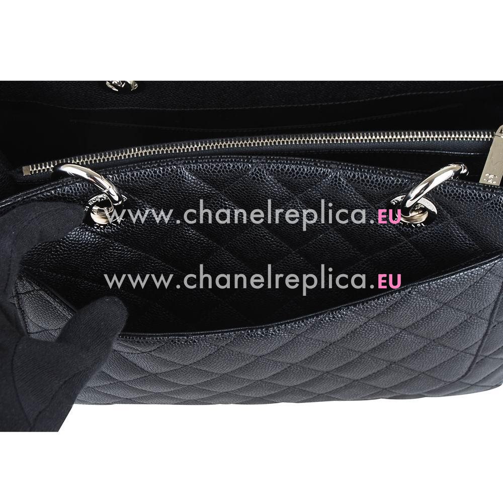Chanel Caviar Leather Grand Shopper Bag In Black(Silver) A50995-S