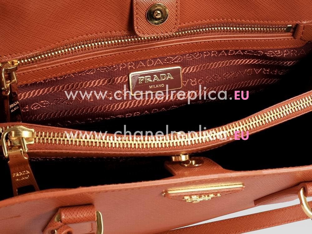 Prada Saffiano Lux Triangle Logo Handhand Orange P467836