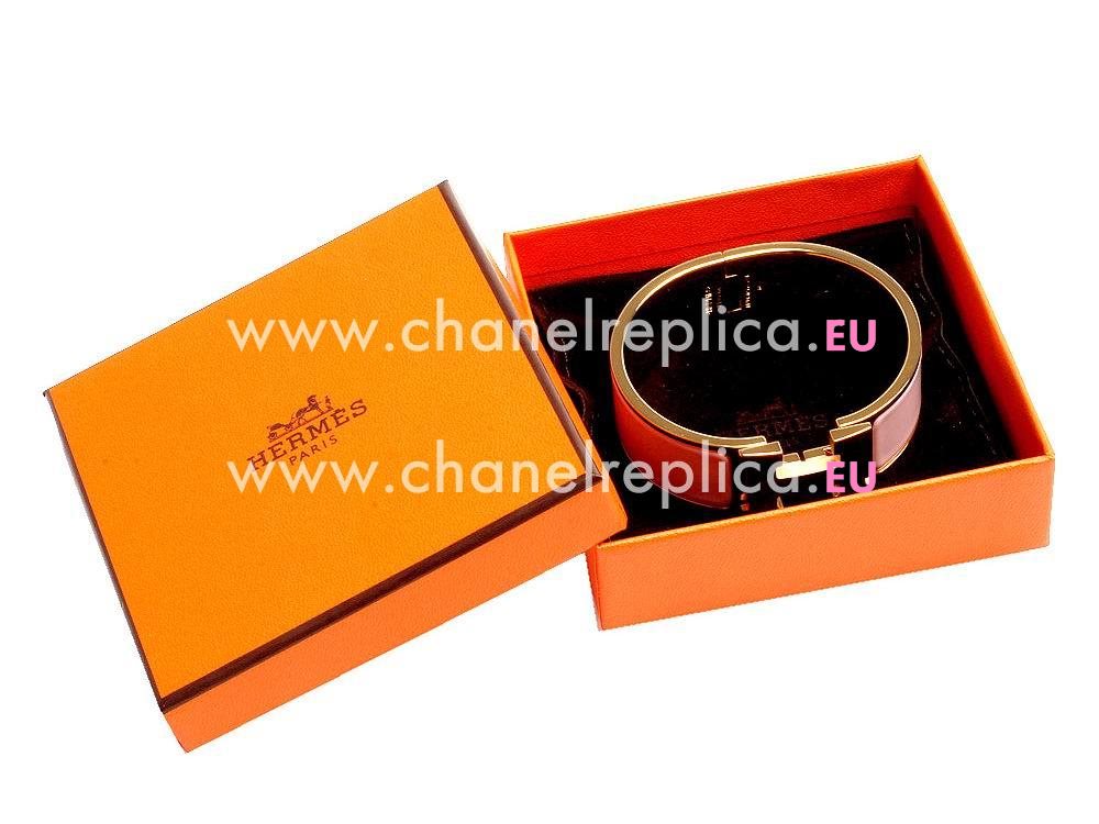 Hermes Click H Logo Enamelled Bracelet PM Rose Pink/Gold HE58081