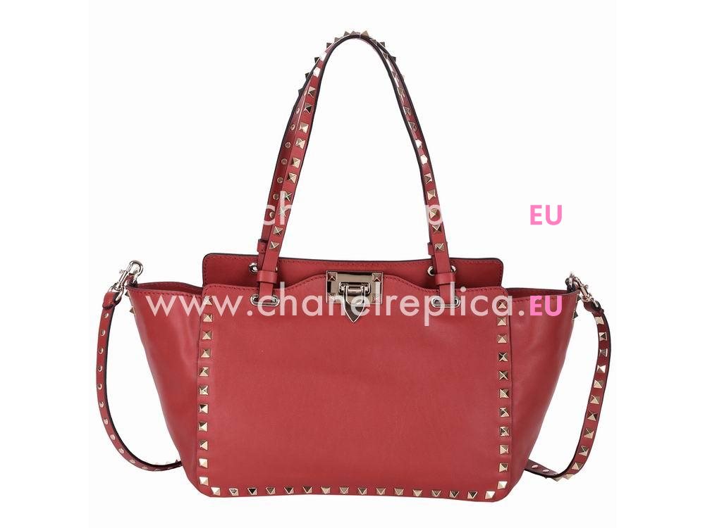 Valentino Rockstud Calfskin Small Handbag Red VA59323