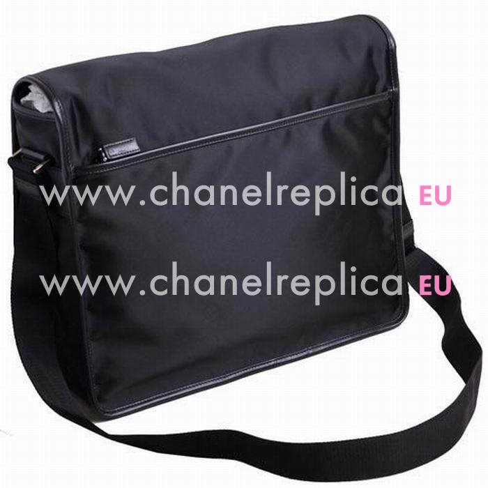Prada Classic Triangle Logo Nylon Message Bag Black P7021601