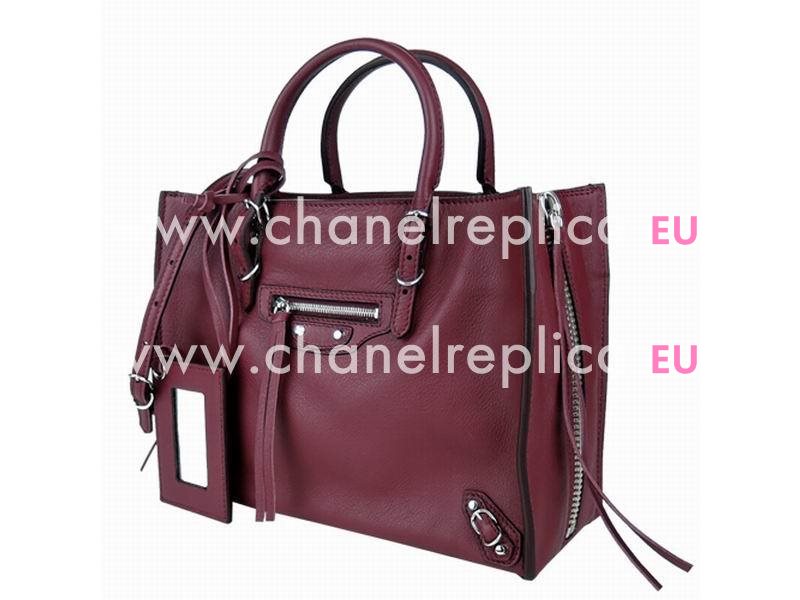 Balenciage Pomple Lambskin Silvery hardware Bag Burgundy B20558072