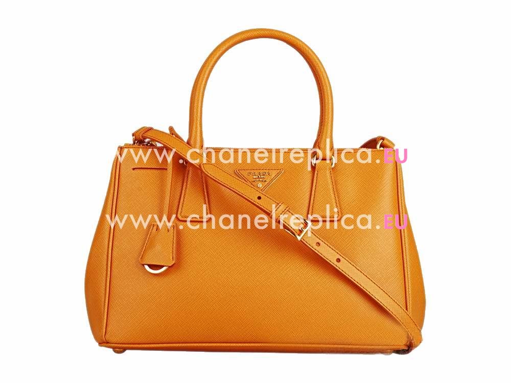 Prada Saffiano Lux Triangle Logo Small Size Handhand Orange P467948