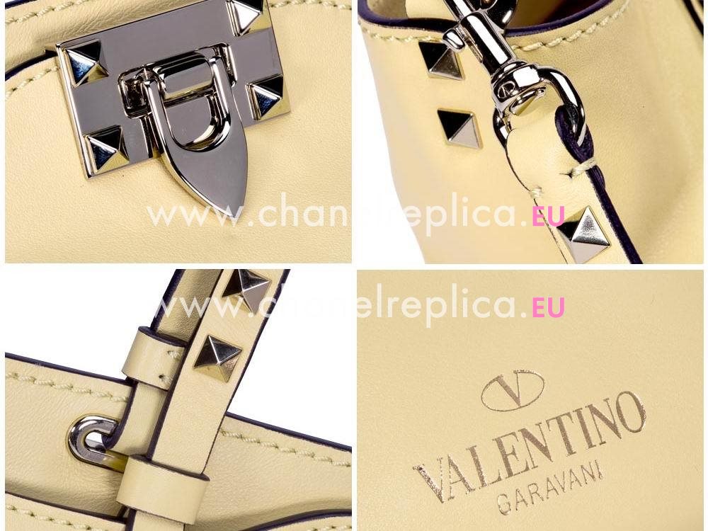 Valentino Rockstud Calfskin Small Handbag Yellow VA759132