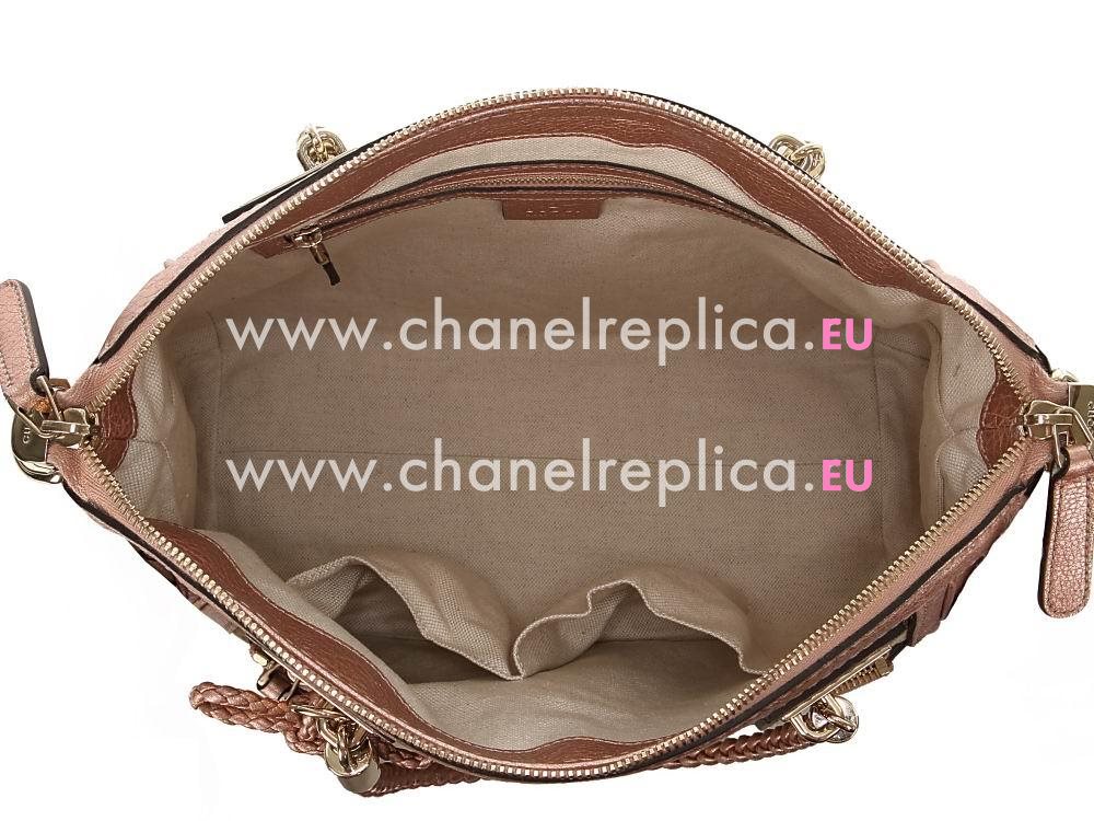 Gucci GG Logo Fabric Weave Handle Handbag Pink GU455451