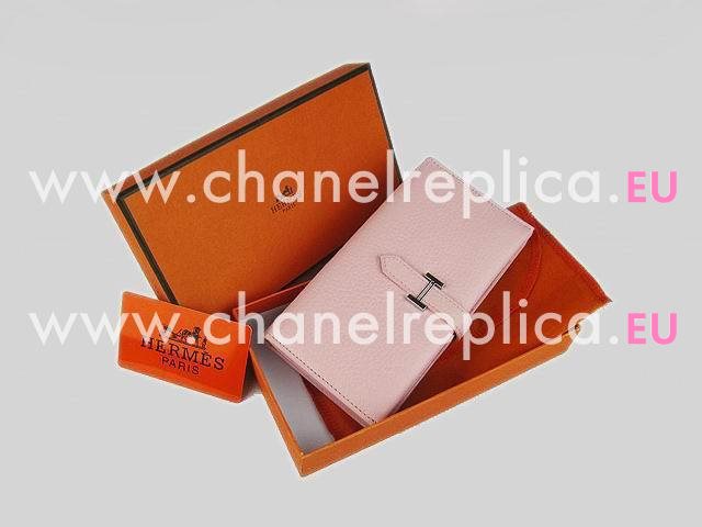 Hermes Dogon Clemence Leather Wallet Purse Pink H0005K