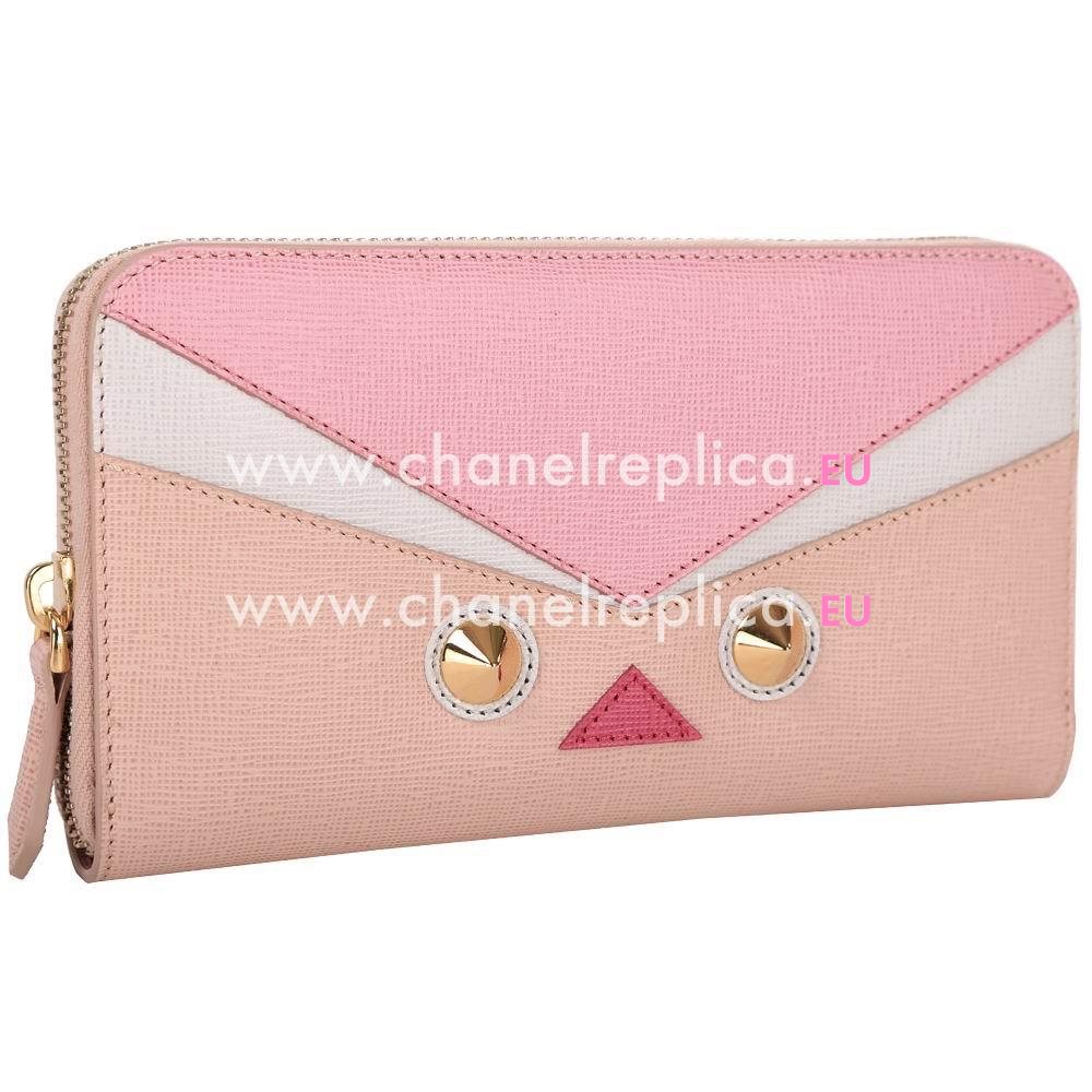 FENDI Qutweet Geometry Calfskin Wallets Pink F5971323