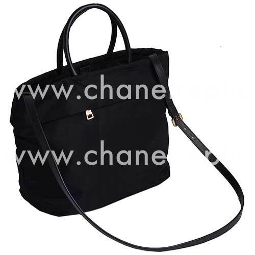 Prada Teaauto Saffiano Classic Triangle Logo Nylon Handle/Shoulder Shopping Bag Black PR5030795