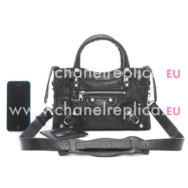 Balenciage City Lambskin Silvery hardware Classic Mini Bag Black B5578360