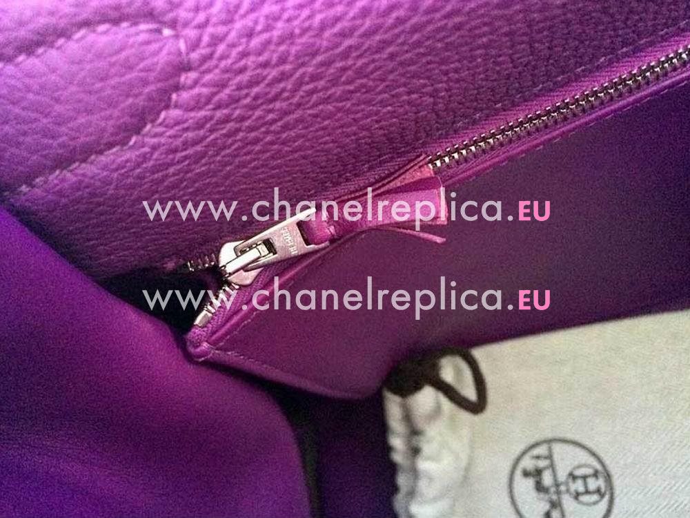 Hermes Kelly 35 Ghillies Anemone Swift Togo Leather Palladium Handbag H2035