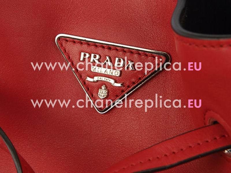 Prada Secchiello City Triangle Logo Calfskin Tassels Noe Red PR53699