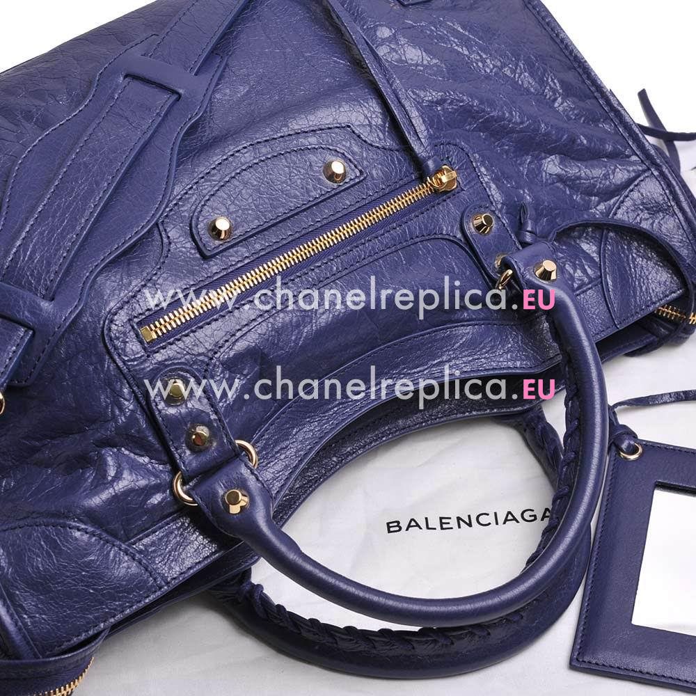 Balenciage City Lambskin gold hardware Classic Bag Deep blue B2054976