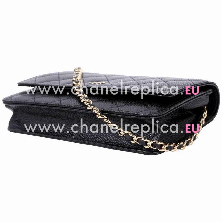 Chanel Caviar Gold Chain Woc Bag In Black A33814LAG