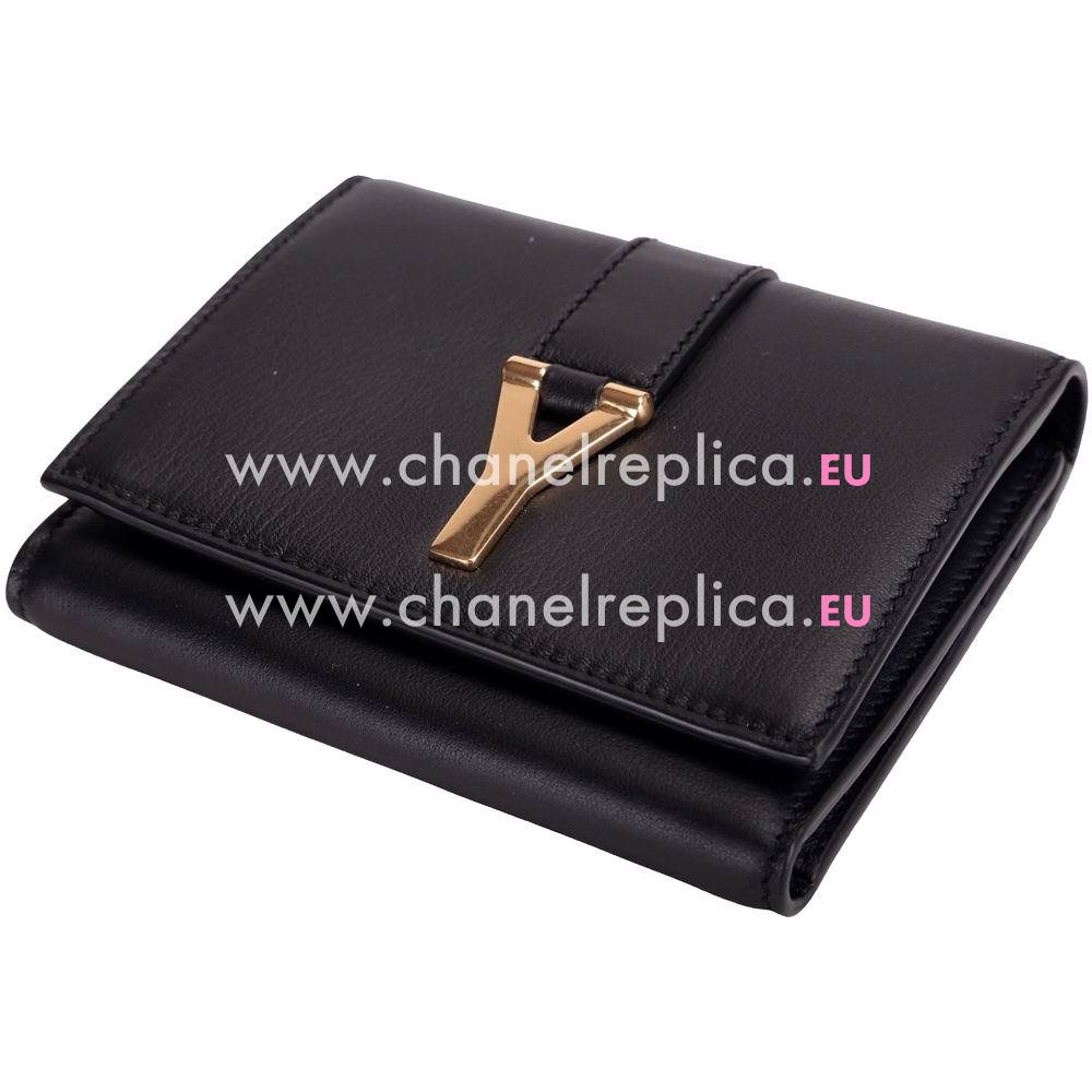 YSL Saint Laurent Paris Calfskin Y Wallets In Black YSL5262549