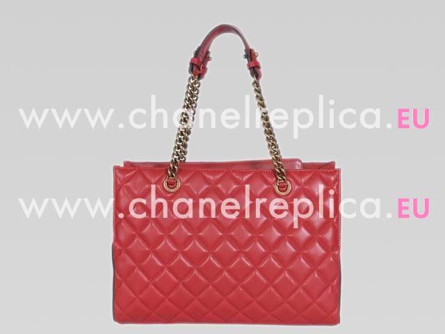 CHANEL Calfskin Grand Shopper Tote Bag In Red(Gold) A50999