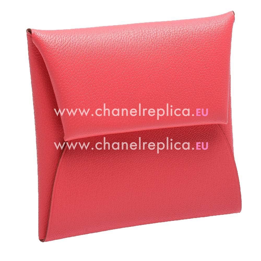 Hermes Bastia Epsom Leather Change Purse Rose Pink H041054