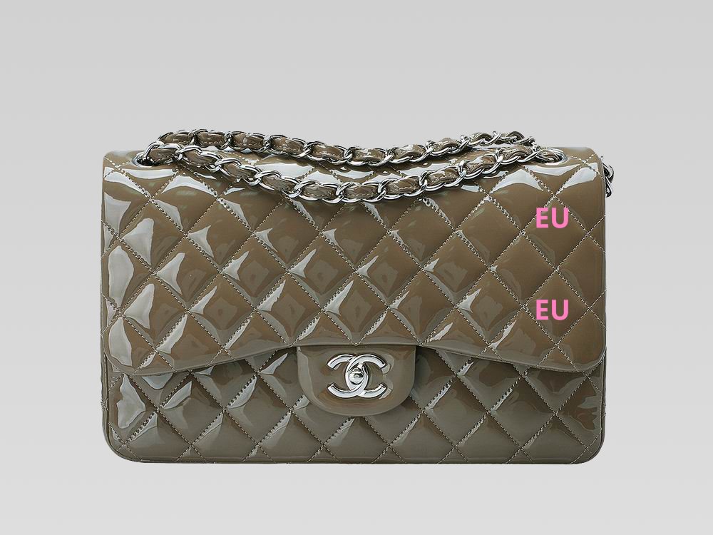 Chanel Patent Jumbo Double Flap Shoulder Bag CoCo(Silver) A28600CC