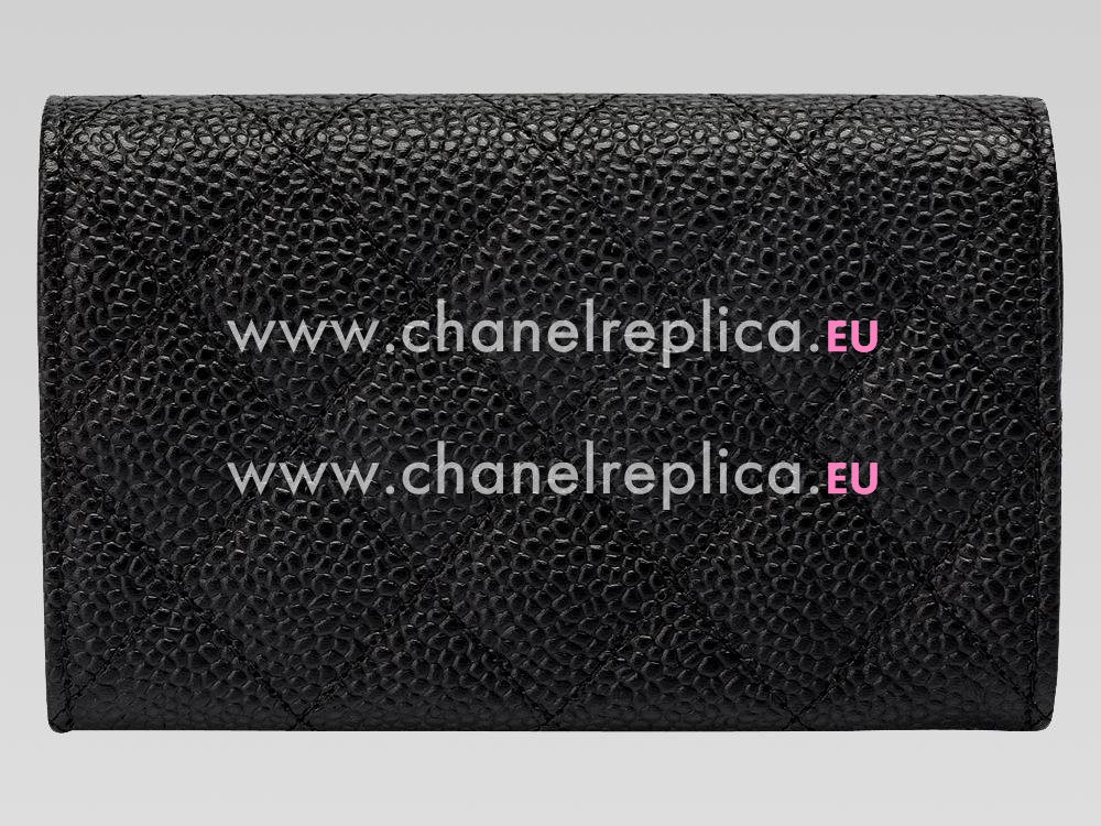 Chanel Caviar Leather Gold CC Card Holder Black C55617