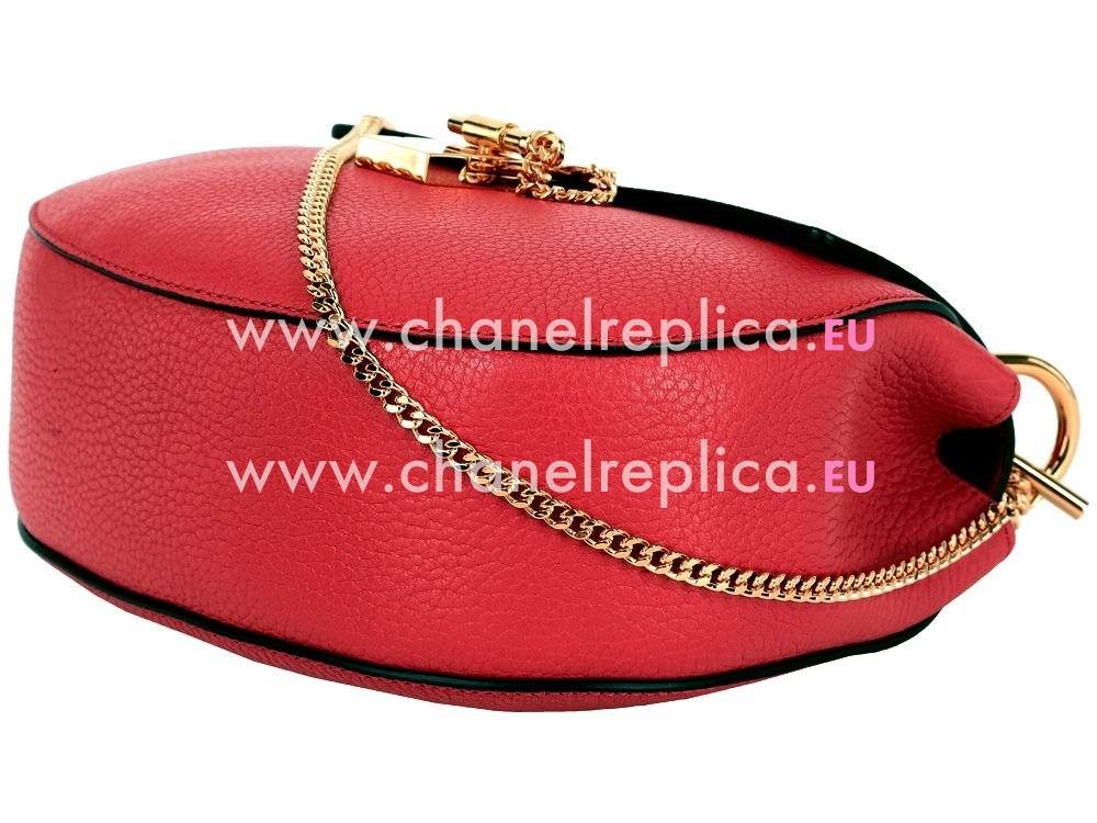 Chloe Drew Grain Leather Golden Chain Bag Red CH78985