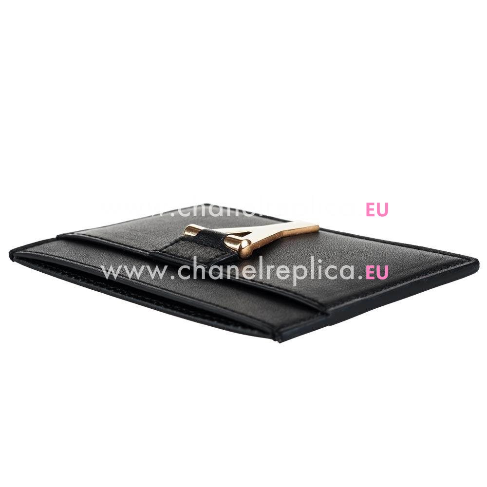 YSL Saint Laurent Paris Caviar Calfskin Y Cardcase In Black YSL5145578