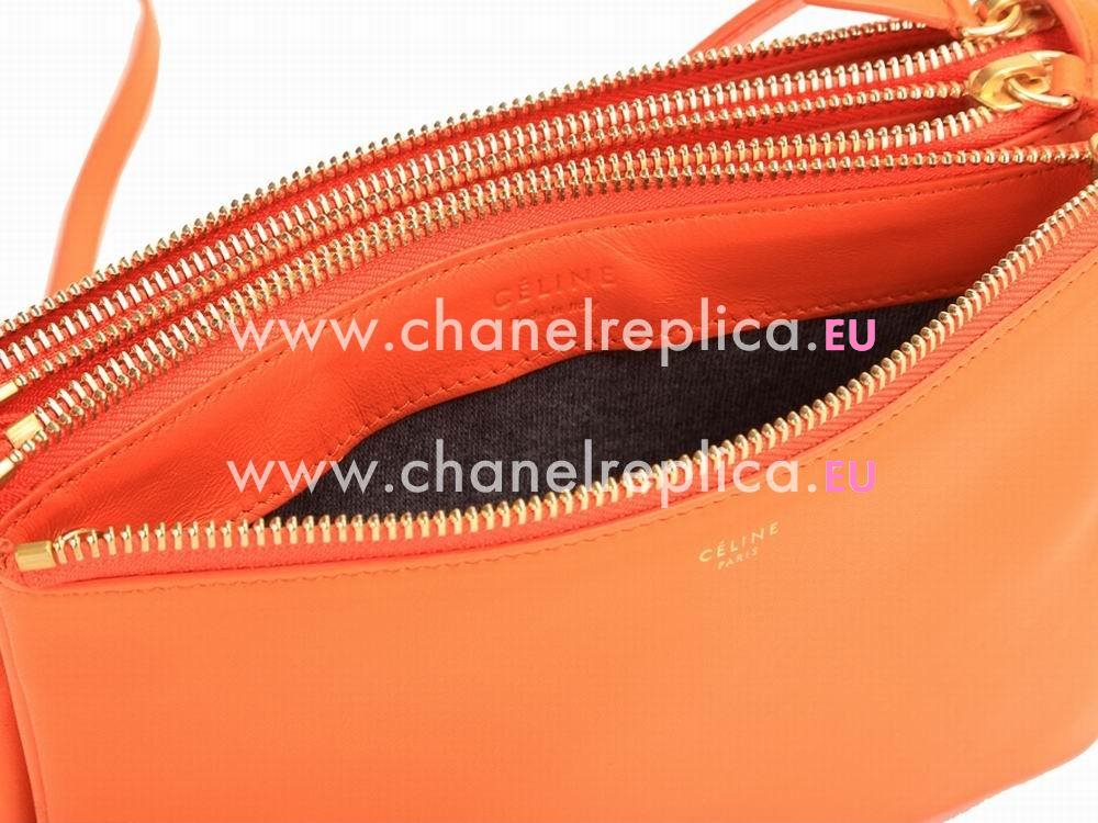 Celine Trio Lambskin Mini Size Shoulder Bag Orange CE51713
