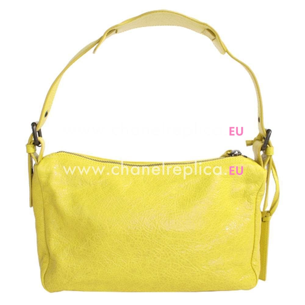 Balenciaga Classic Getaway Calfskin motorcycle Bag Lemon Yellow B6112201